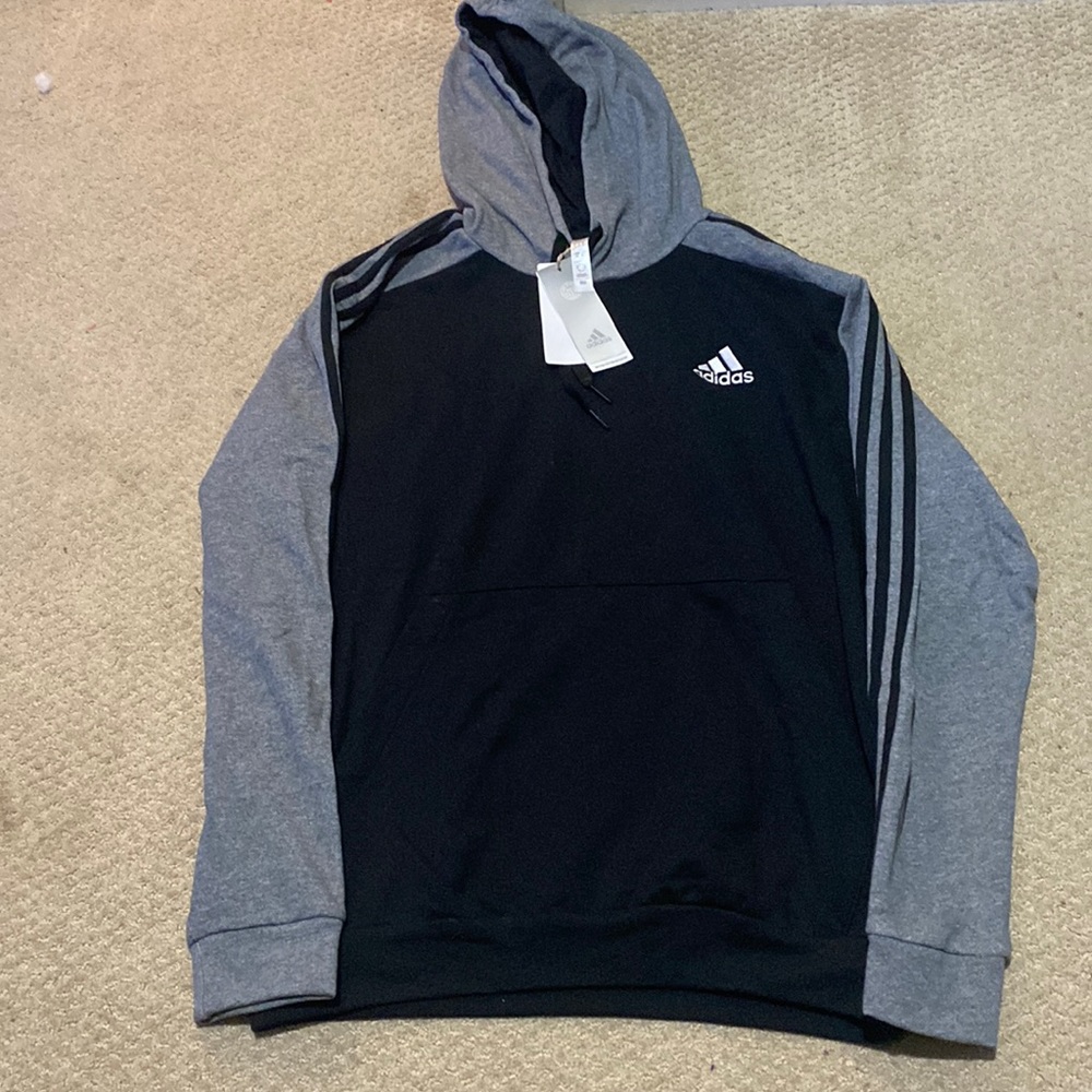 Adidas, large hoodie, black and gray, brand new